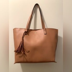 Gently loved brown faux leather handbag with inside organizer.
